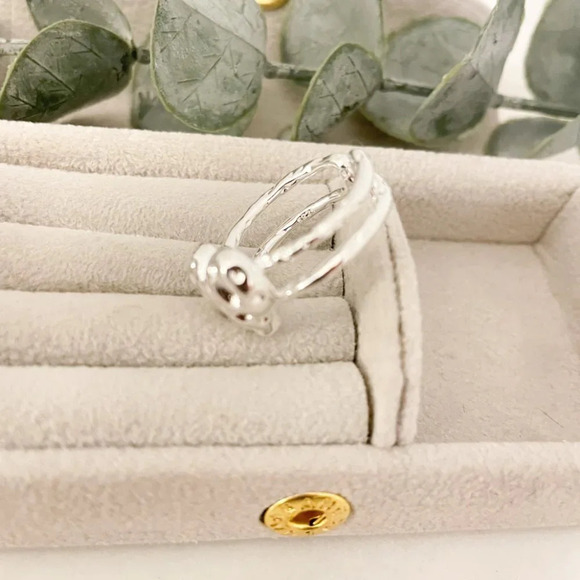 925 Sterling Silver Textured Foil Heart Ring Geometric Ring Silver Heart Ring - Picture 7 of 7